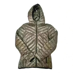 MICHAEL Michael Kors Olive Green Chevron Down Filled Quilted Nylon Jacket, XS